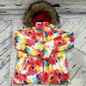 GIRLS ROXY AMERICAN PIE FIR HOOD SKI SNOWBOARD SNOW JACKET PINK M